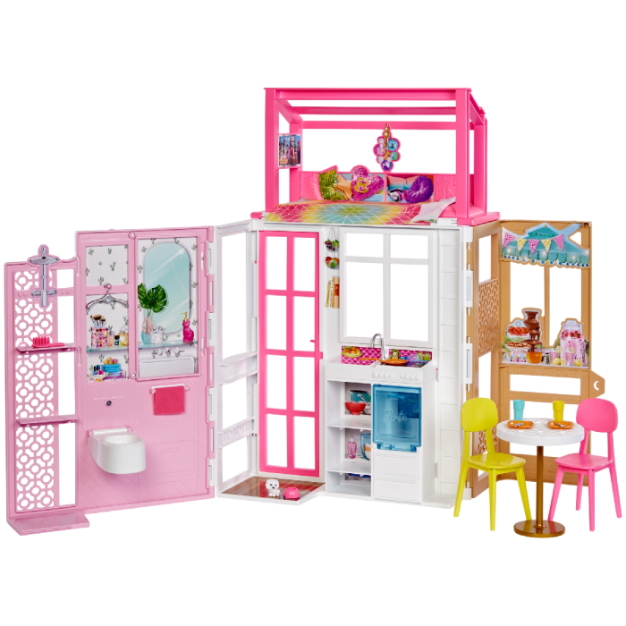 Barbie Dollhouse With 2 Levels and 4 Play Areas, Fully Furnished | Toys R  Us Online