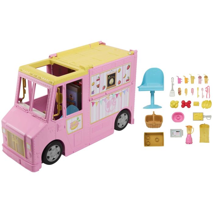 Barbie Lemonade Truck Playset with 25 Pieces, Prep and Dining Areas,  colourful Food and Drink Accessories | Toys R Us Online